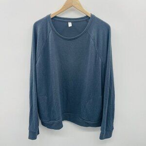 Cotton On Body Womens Size XL Brushed Fleece Crew Neck Pullover Shirt Blue 1256
